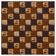 Café Pot & Tasses Tissu rustique