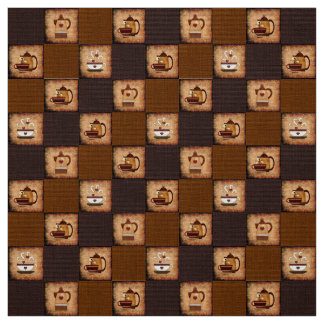 Café Pot & Tasses Tissu rustique