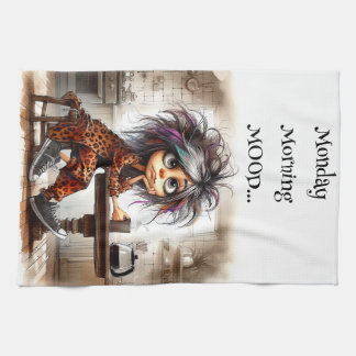 Café Quirky Lady Lundi Vibe Serviettes de cuisine