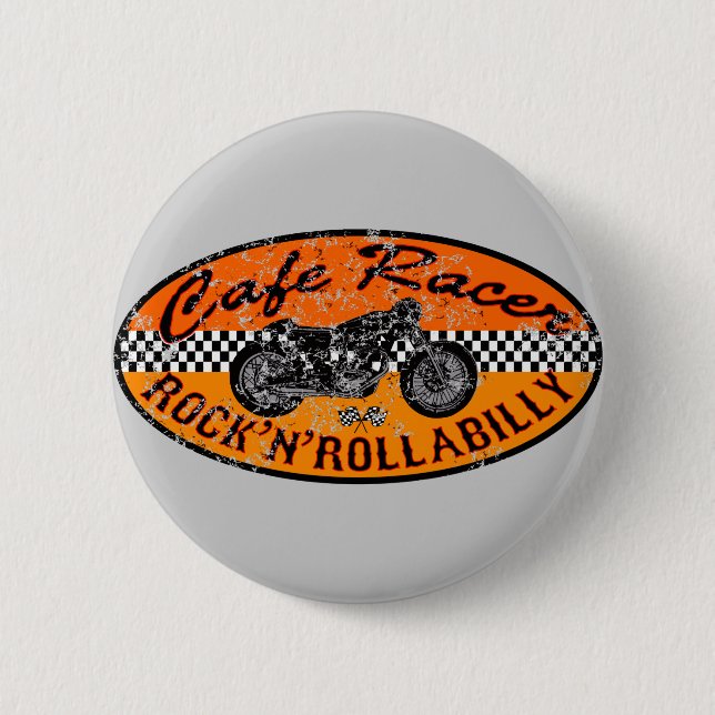 Cafe racer addict 2 inch round button (Front)