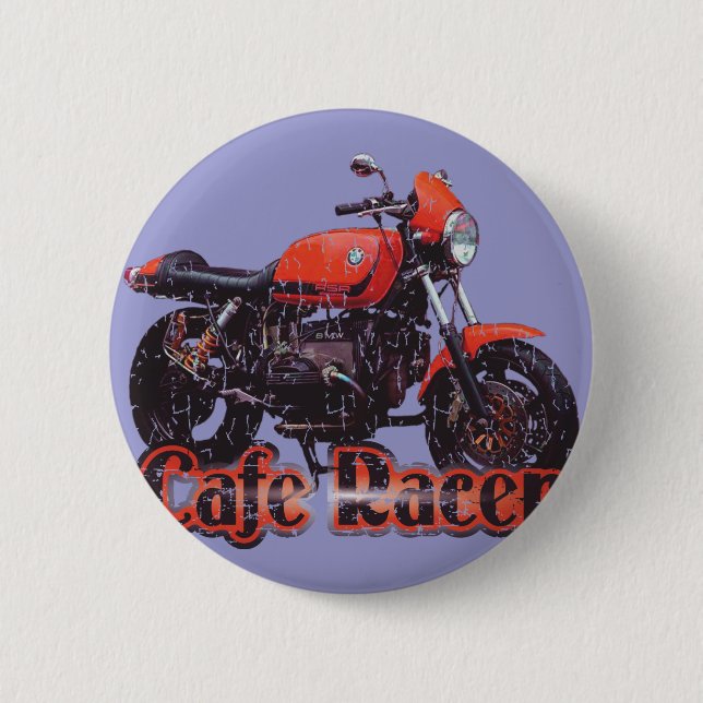 Cafe Racer Motorcycle 2 Inch Round Button (Front)