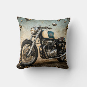 Cafe Racer Motorcycle Classic Retro Bike Decor Throw Pillow