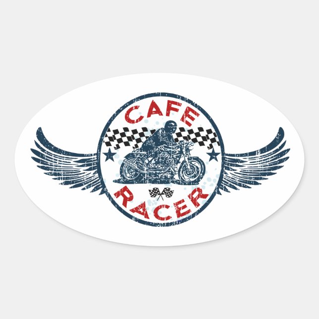 Cafe racer oval sticker (Front)