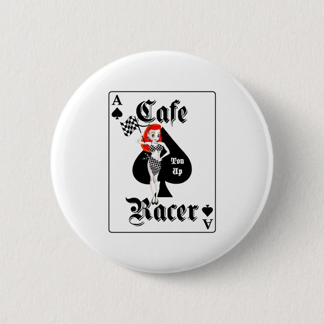 Cafe Racer Tonne Up Redhead 2 Inch Round Button (Front)