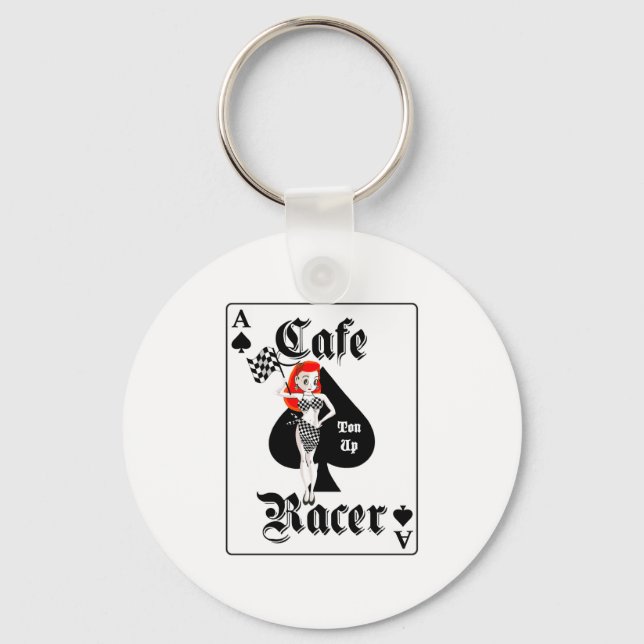 Cafe Racer Tonne Up Redhead Keychain (Front)