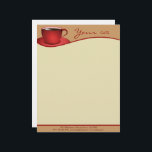 Cafe Red Cup Coffee Shop Business Letterhead<br><div class="desc">Coffee Mug © Sunny Mars Designs. This personalized,  fully customizable coffee shop or cafe business letterhead template features an illustration of a steaming cup of black coffee,  in a darkm red porcelain coffee cup or coffee mug.  Personalize or customize it by adding your own business name and text.</div>