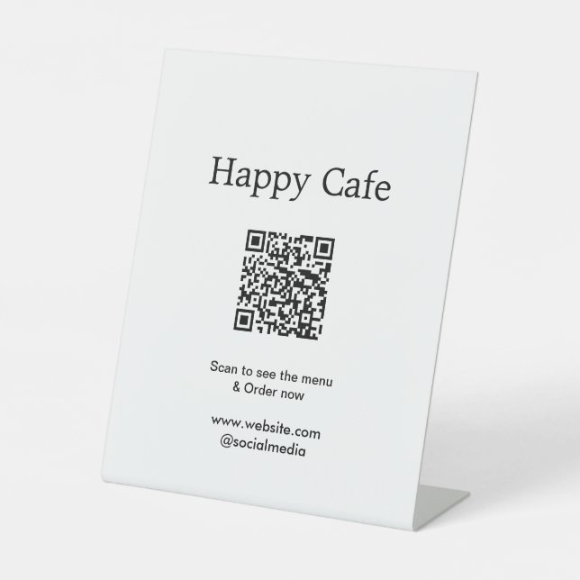 Cafe restaurant scan to see menu order QR hotel fo Pedestal Sign (Front)