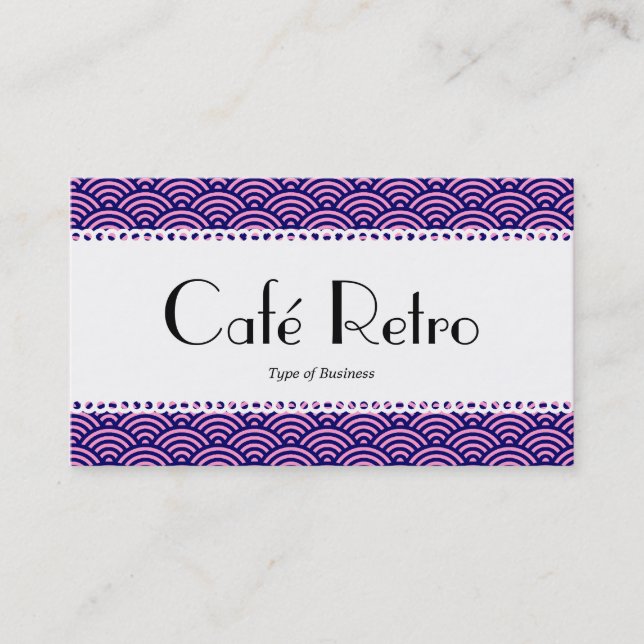 Café Retro (Scalloped) - Fish Scale Pattern Business Card (Front)