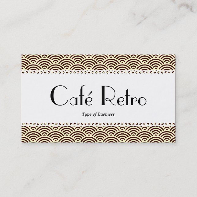 Café Retro (Scalloped) - Fish Scale Pattern Business Card (Front)