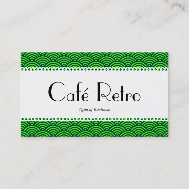 Café Retro (Scalloped) - Fish Scale Pattern Business Card (Front)
