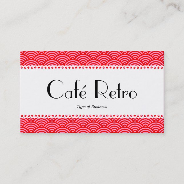 Café Retro (Scalloped) - Fish Scale Pattern Business Card (Front)