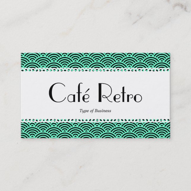 Café Retro (Scalloped) - Fish Scale Pattern Business Card (Front)