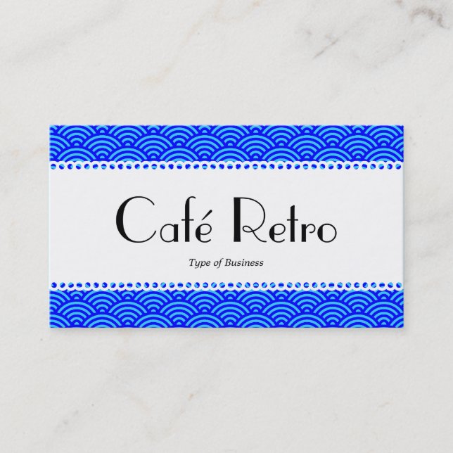 Café Retro (Scalloped) - Fish Scale Pattern Business Card (Front)