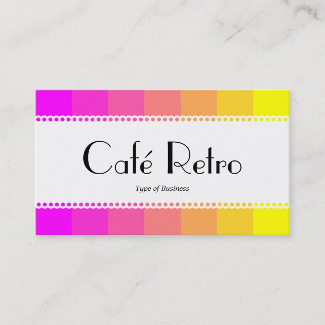 Café Retro (Scalloped) - Magenta to Yellow Business Card (Front)