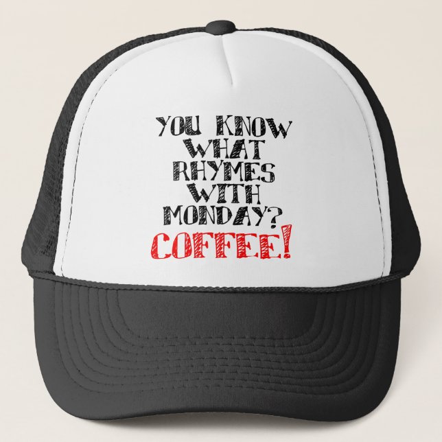 Café rimes avec le lundi Funny Ball Casquette Casq (Devant)