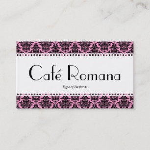 Café Romana (Scalloped) Black Damask Business Card