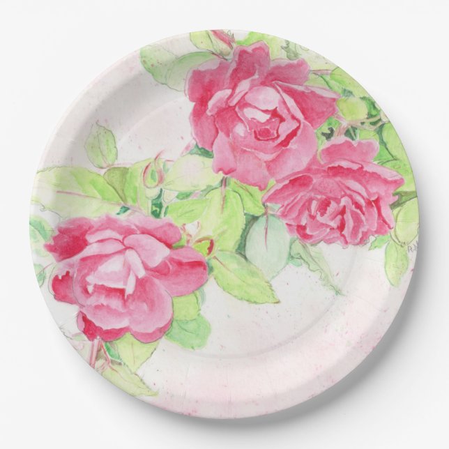Cafe Roses design on Paper Plates (Front)
