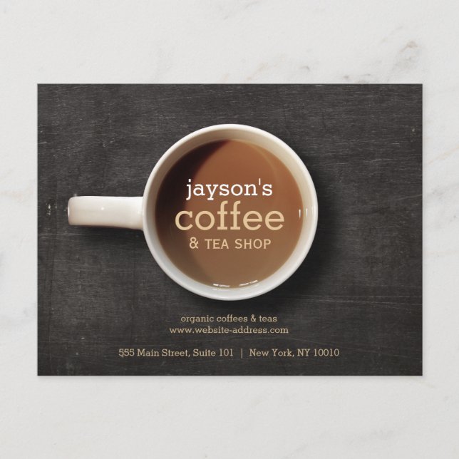 Café sur Black Wood Coffee Shop Carte postale (Devant)