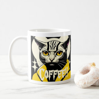 Café tasse à café avec chat en robe