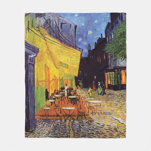 Cafe Terrace at Night by Van Gogh Fleece Blanket (Front)