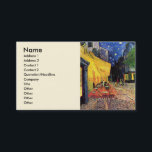 Cafe Terrace at Night by Vincent van Gogh Business Card<br><div class="desc">Cafe Terrace on the Place du Forum by Vincent van Gogh is a vintage fine art post impressionism architectural cityscape painting. An exterior view of a restaurant with tables, chairs, waiters, and people dining. A beautiful night with stars in the sky in Arles, France. About the artist: Vincent Willem van...</div>