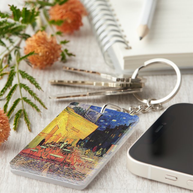 Cafe Terrace at Night by Vincent van Gogh Keychain (Front Right)