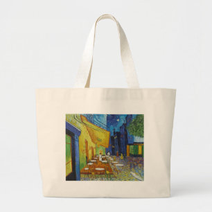 Cafe Terrace At Night by Vincent Van Gogh Large Tote Bag