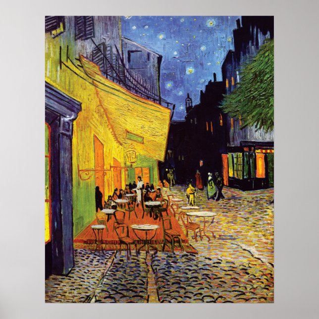 Cafe Terrace at Night by Vincent Van Gogh Poster (Front)