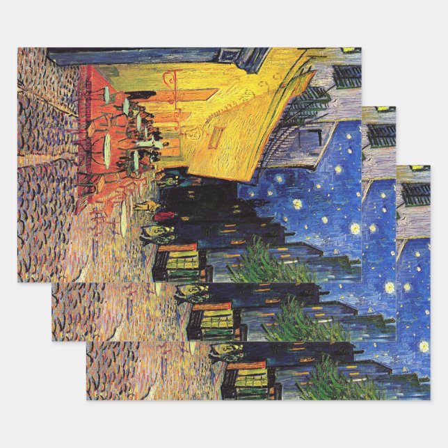 Cafe Terrace at Night by Vincent van Gogh Wrapping Paper Sheet (Set)