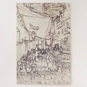 Cafe Terrace at Night, Fine Art Sketch, Van Gogh Jigsaw Puzzle