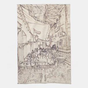 Cafe Terrace at Night, Fine Art Sketch, Van Gogh Kitchen Towel