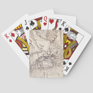 Cafe Terrace at Night, Fine Art Sketch, Van Gogh Playing Cards
