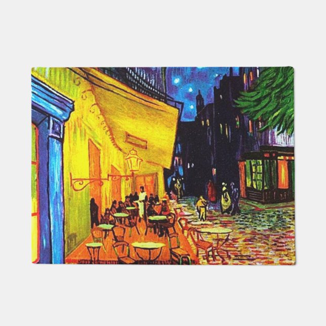 Café Terrace At Night Painting Vincent van Gogh Doormat (Front)