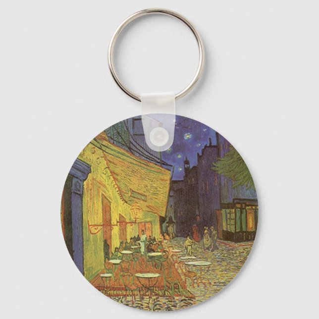Cafe' Terrace At Night Van Gogh coffeehouse Gifts Keychain (Front)
