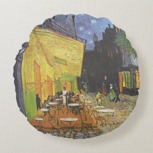 Cafe Terrace at Night Van Gogh Round Pillow