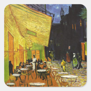 Cafe Terrace at Night Van Gogh Square Sticker