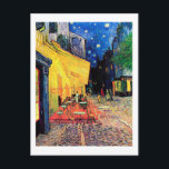 Cafe Terrace at Night, Vincent van Gogh, 1888 Postcard<br><div class="desc">Vincent Willem van Gogh (30 March 1853 – 29 July 1890) was a Dutch post-impressionist painter who is among the most famous and influential figures in the history of Western art. In just over a decade, he created about 2, 100 artworks, including around 860 oil paintings, most of which date...</div>