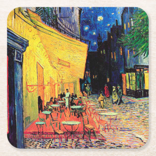 Cafe Terrace at Night, Vincent van Gogh, 1888 Square Paper Coaster