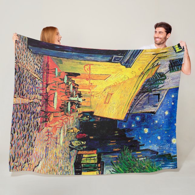 Cafe Terrace at Night, Vincent van Gogh Fleece Blanket (In Situ)