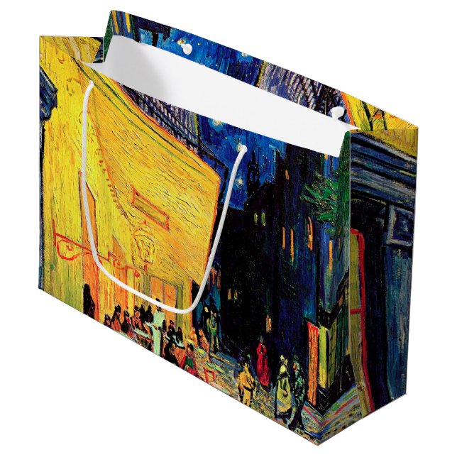 Cafe Terrace at Night, Vincent van Gogh Large Gift Bag (Front Angled)