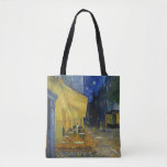 Cafe Terrace at Night | Vincent Van Gogh Tote Bag<br><div class="desc">Cafe Terrace at Night (1888) by Dutch post-impressionist artist Vincent Van Gogh. Original fine art painting is an oil on canvas depicting a starry night scene in front of a French cafe in Arles.

Use the design tools to add custom text or personalize the image.</div>