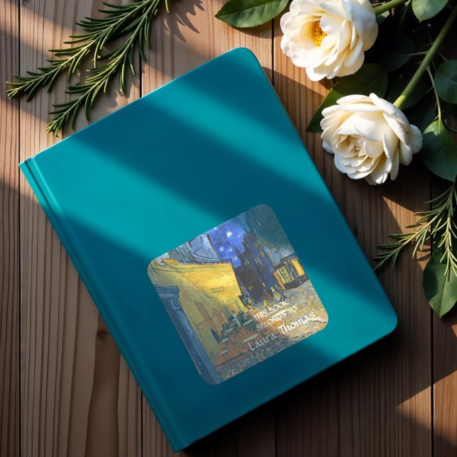 Café Terrace by Vincent Van Gogh  Square Sticker (Creator Uploaded)