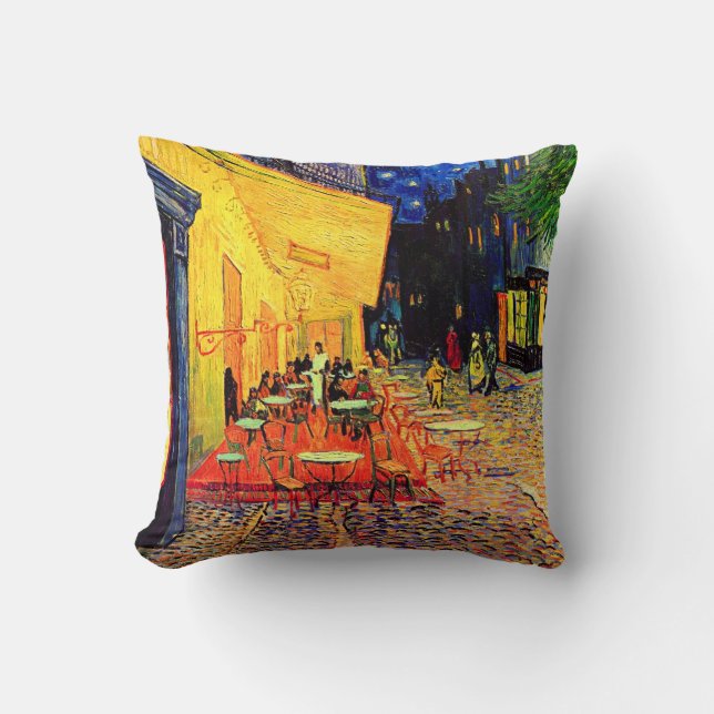 Cafe Terrace (F467) Van Gogh Fine Art Throw Pillow (Front)
