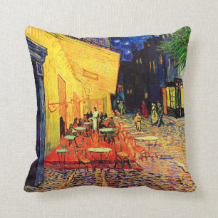 Cafe Terrace (F467) Van Gogh Fine Art Throw Pillow
