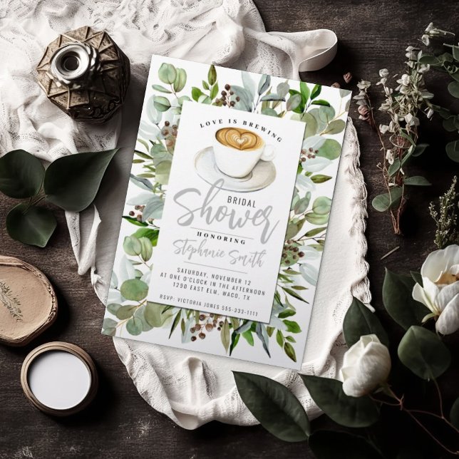 Café Thématique Douche nuptiale Invitation (Coffee Themed Bridal Shower Invitation)
