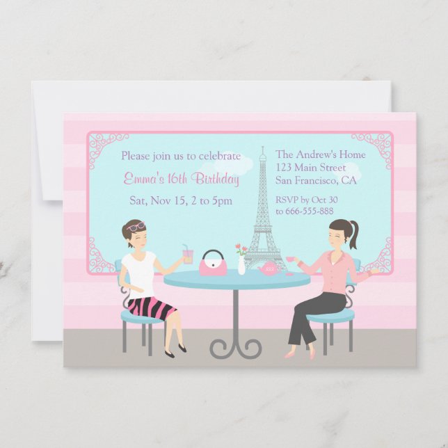 Café Tour Eiffel Paris Anniversaire Invitations (Devant)