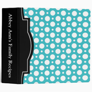 Cafe Turquoise Assorted Polka Dot 2" Recipe Binder