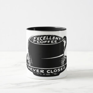 café vintage signe café mug noir et blanc