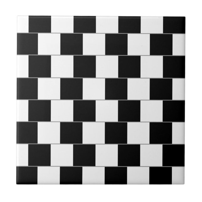 Cafe Wall Optical Illusion Horizontal Lines Tile (Front)