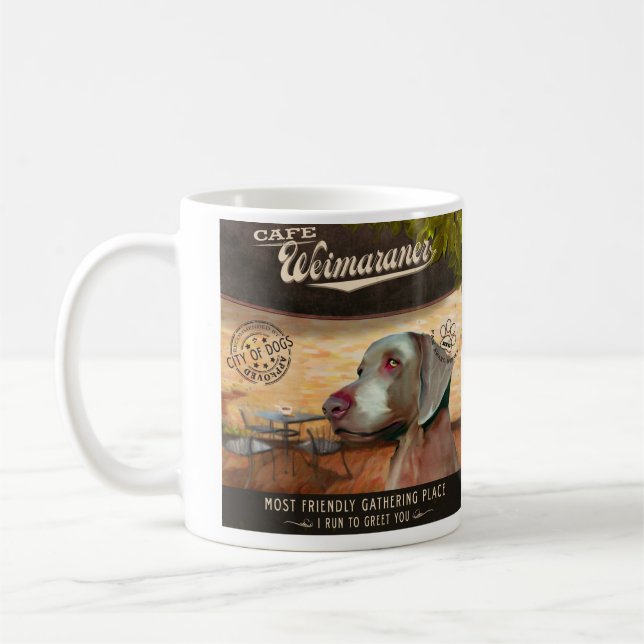 Cafe Weimaraner Coffee Mug (Left)